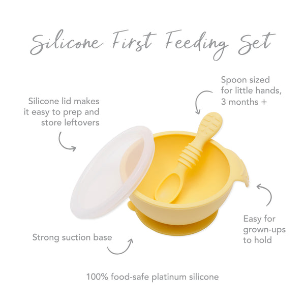 Bumkins Silicone First Feeding Set with Lid & Spoon - Pineapple