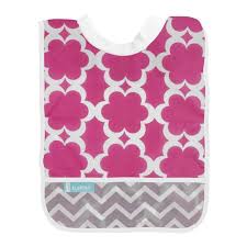 Kushies Bib B281-G02 Rib Neck Waterproof Fuchsia Modern Flower 12m+