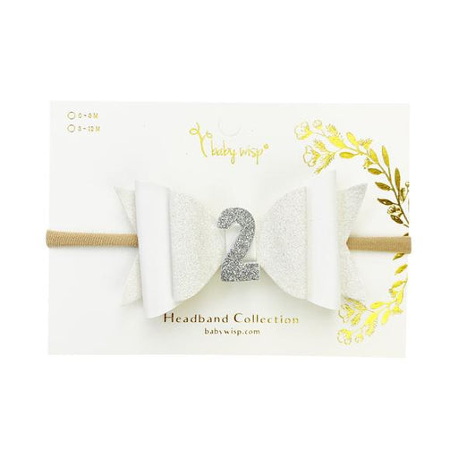 Baby Wisp Headband 2nd Birthday White Glitter 0-18M BW1290