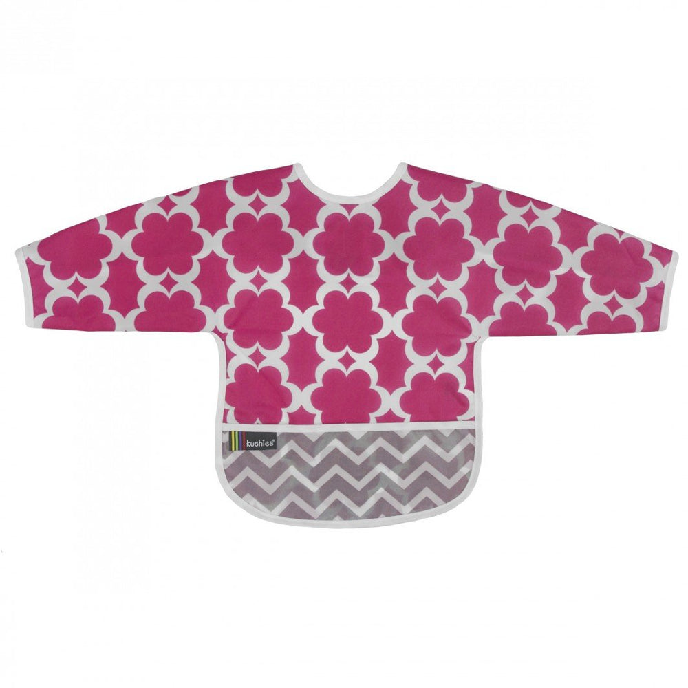 Kushies Clean Bib W/Sleeves Flowers 2-4Y (B1176 G02)