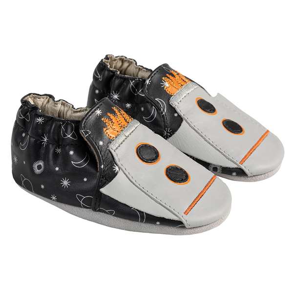 Robeez Soft Soles Shoes Black/Grey Apollo