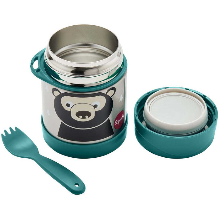 3 Sprout Stainless Steel Food Jar Teal Bear