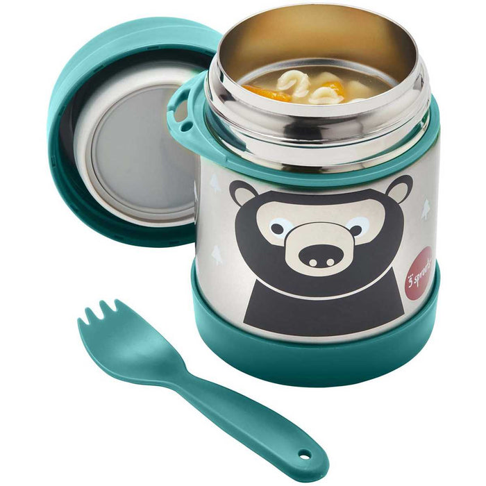 3 Sprout Stainless Steel Food Jar Teal Bear