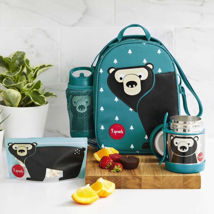 3 Sprout Stainless Steel Food Jar Teal Bear