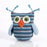Babylonia Pebble Soft Handmade Owl Rattle - Blue/Brown Stripy