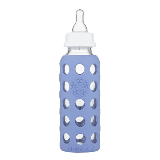 LifeFactory Glass Baby Bottle with Silicone Sleeve 9oz-Blue Berry