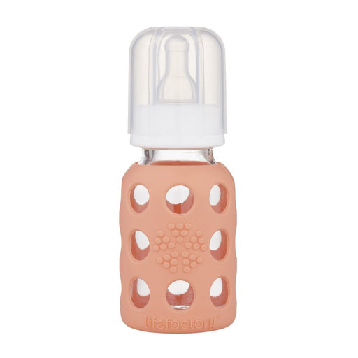 LifeFactory Glass Baby Bottle with Silicone Sleeve 4oz-Cantaloupe