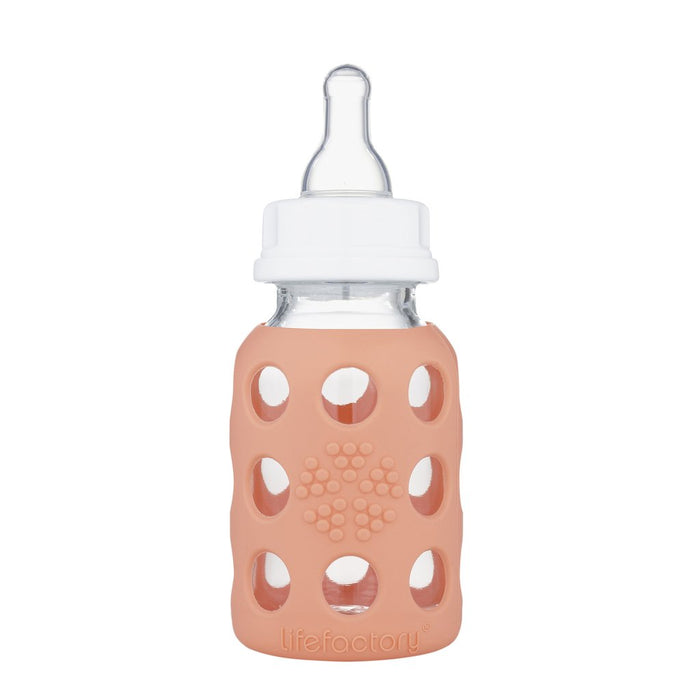 LifeFactory Glass Baby Bottle with Silicone Sleeve 4oz-Cantaloupe