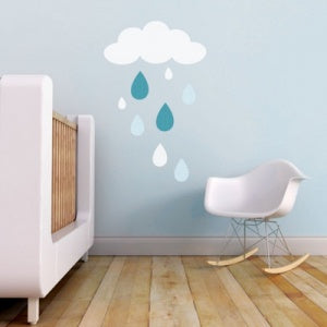 Trendy Peas Wall Decals Rain Dorp White/Teal
