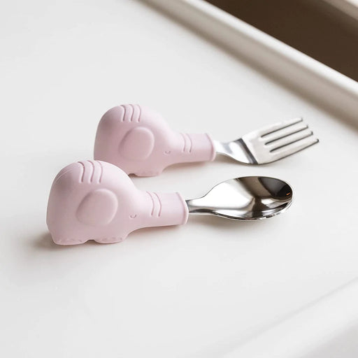 Tiny Twinkle Training Utensils - Pink Elephant