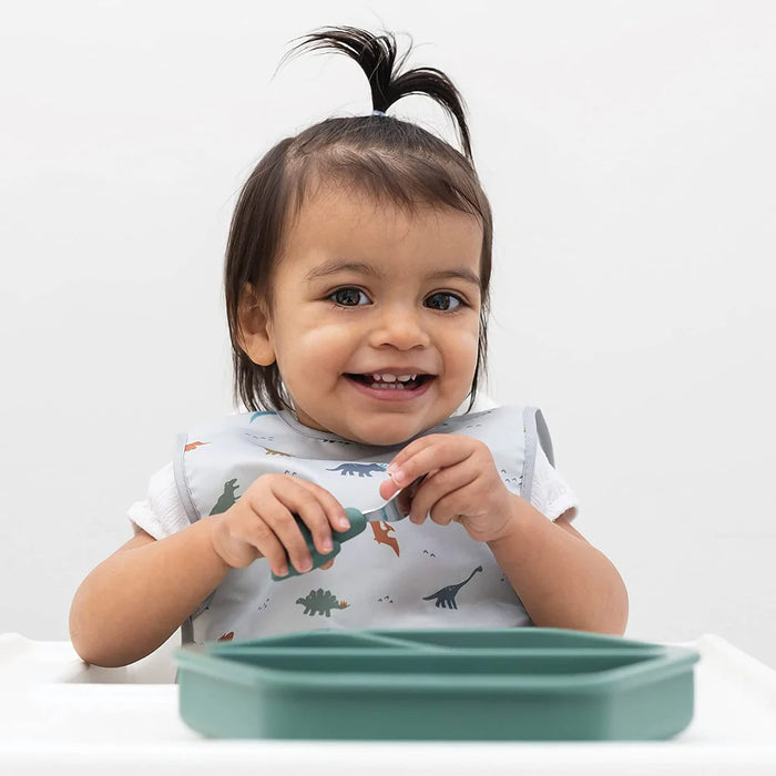 Tiny Twinkle Training Utensils - Olive Green Dinosaur