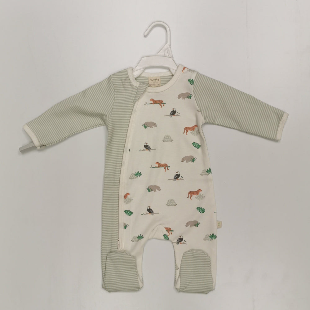 Twig Side Zip Growsuit with Feet - Nature Stripe TTW20-02