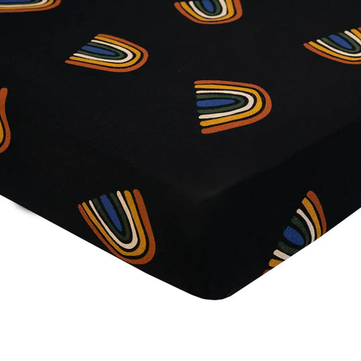 Kyte Baby Crib Sheet - Rust Rainbow On Midnight