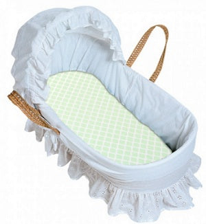Ben & Noa Bassinet Sheet - Green Lattice