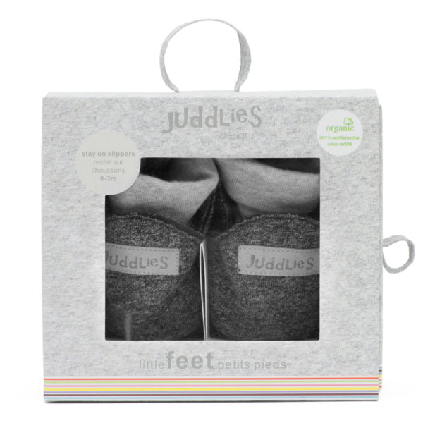 Juddlies Organic Raglan Slipper Graphite Black 0-3M