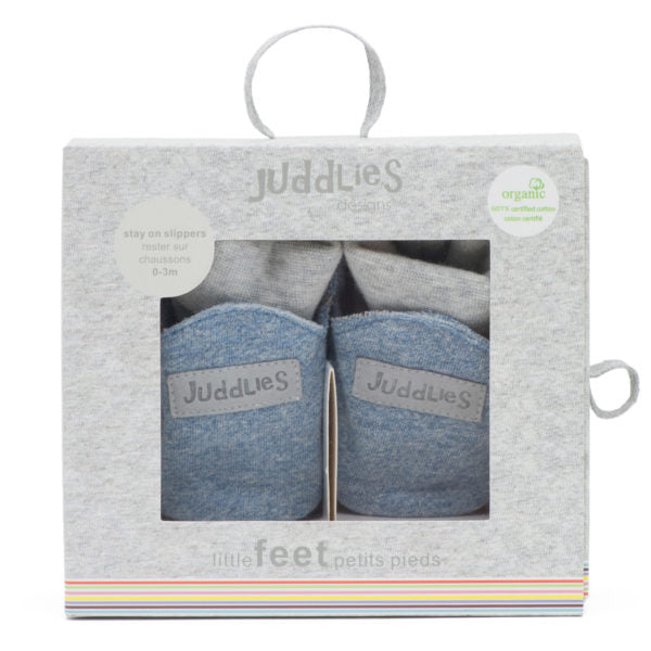 Juddlies Organic Raglan Slipper Denim Blue 0-3M