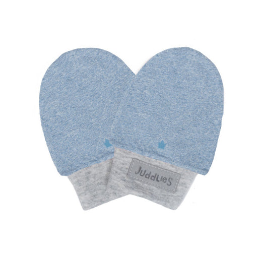 Juddlies Organic Raglan Scratch Mitts Denim Blue 0-3M