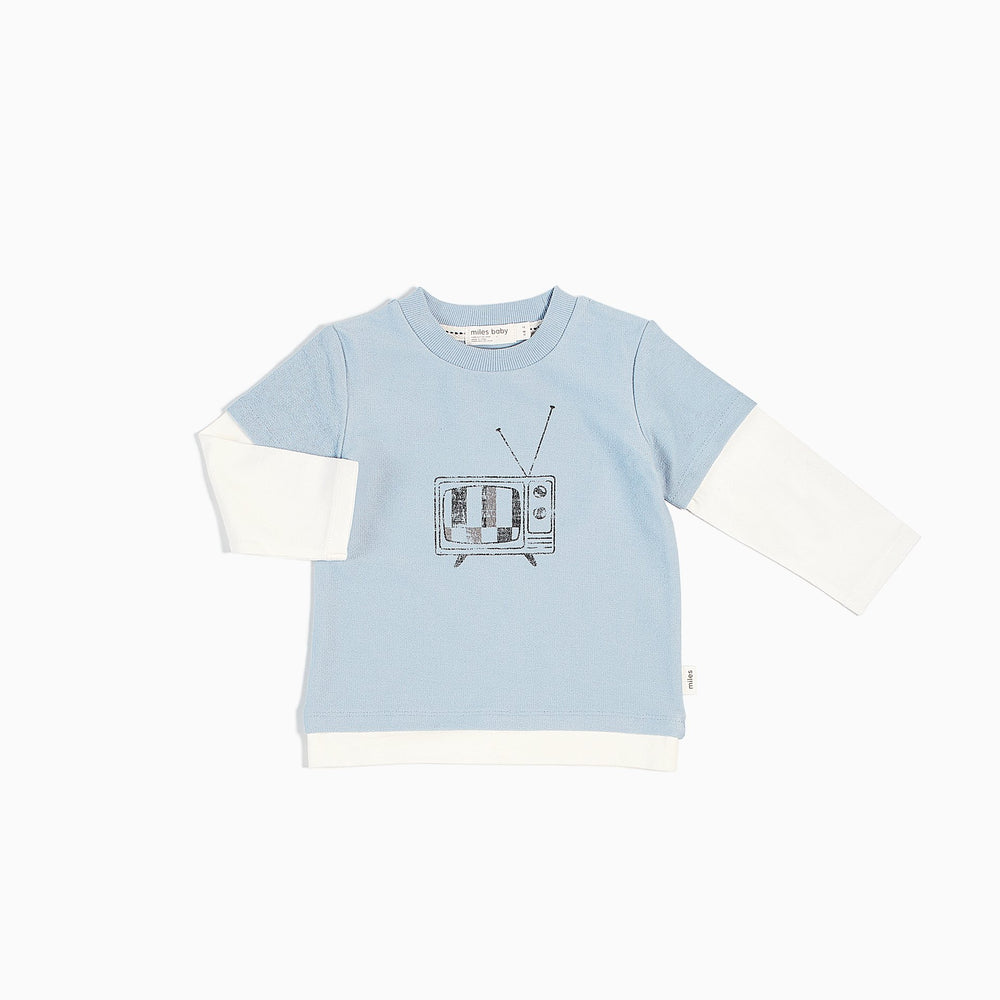Miles Baby Baby Long Sleeve T-Shirt Knit Light Blue