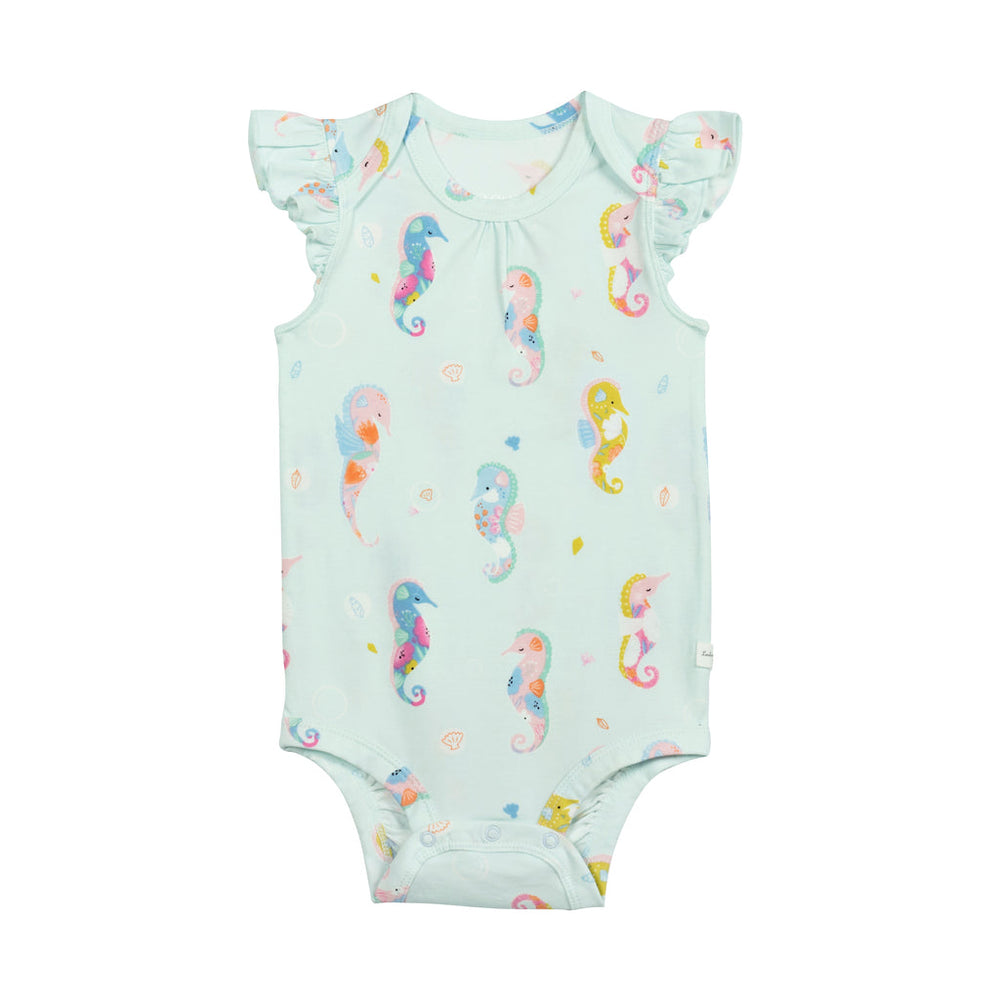 Loulou Lollipop Girl's Bodysuit - Painterly Seahorse