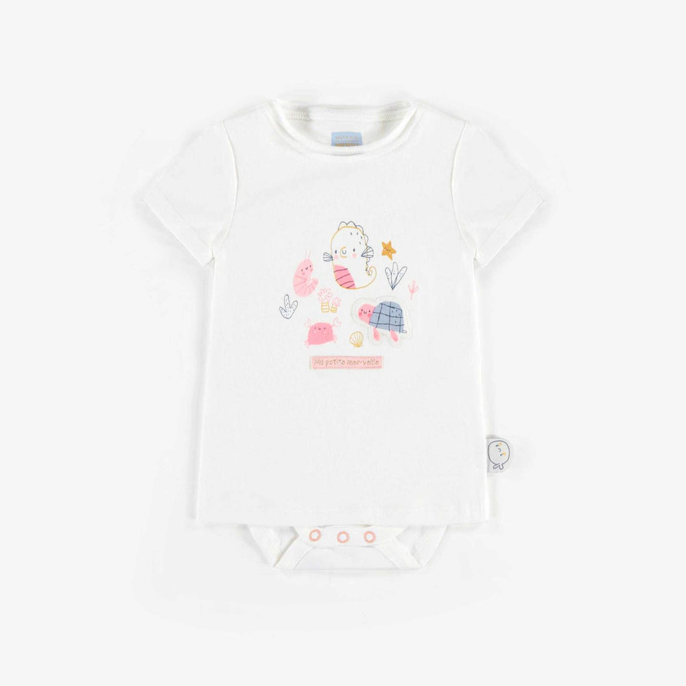 Souris Mini White Bodysuit T-Shirt - Pink Pattern S21L3003L-12
