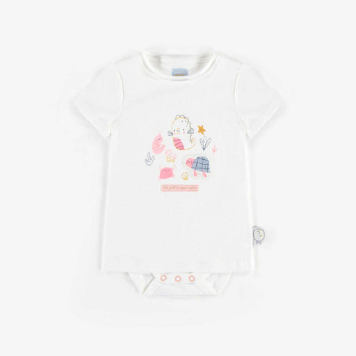 Souris Mini White Bodysuit T-Shirt - Pink Pattern S21L3003L-12