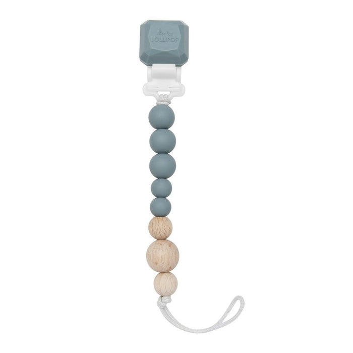 Loulou Lollipop Colour Pop Silicone & Wood Pacifier Clip - Slate