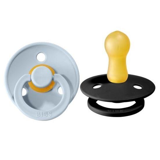 Bibs Pacifier 2pk Baby Blue/Black 0-6m CU110327