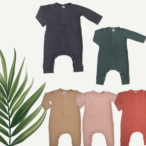 Earth Baby Bamboo Long Sleeve Romper - Clay