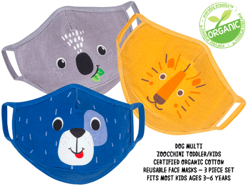 Zoocchini Organic Reusable Mask 3pk - Dog Multi