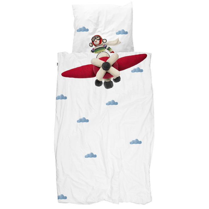 Snurk Airplane/Monkey Duvet Cover Set Twin
