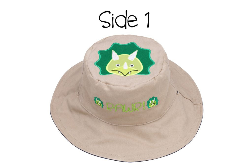 Flapjacks Kids Cotton Reversible Kids & Toddler Sun Hat - Dinosaurs FJKLUV0136S