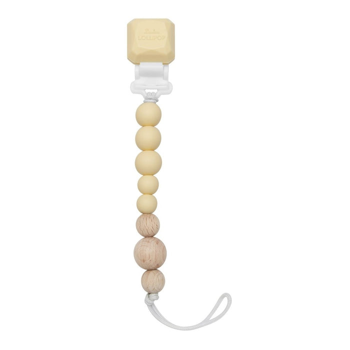 Loulou Lollipop Colour Pop Silicone & Wood Pacifier Clip - Morning Sun