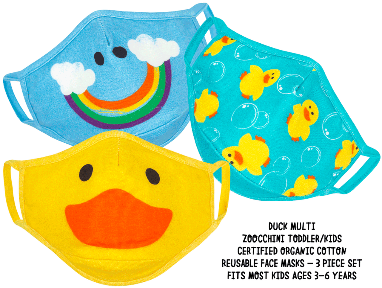Zoocchini Organic Reusable Mask 3pk - Duck Multi