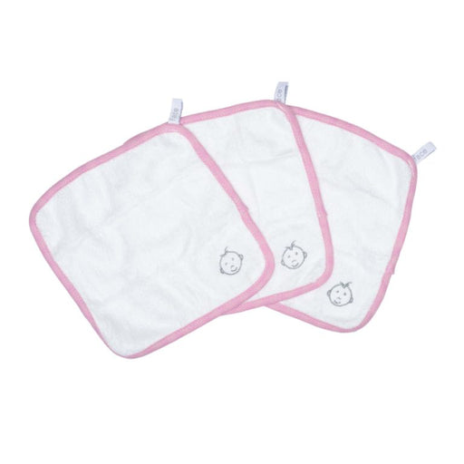 Juddlies Bamboo Washcloths 3pk - White/Sunset Pink JL530