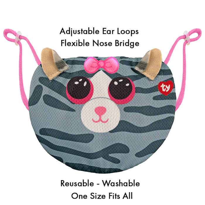 TY Beanie Bee Mask - Kiki Striped Grey Cat