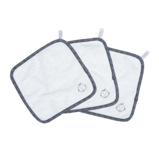 Juddlies Bamboo Washcloths 3pk - White/Lake Blue JL532