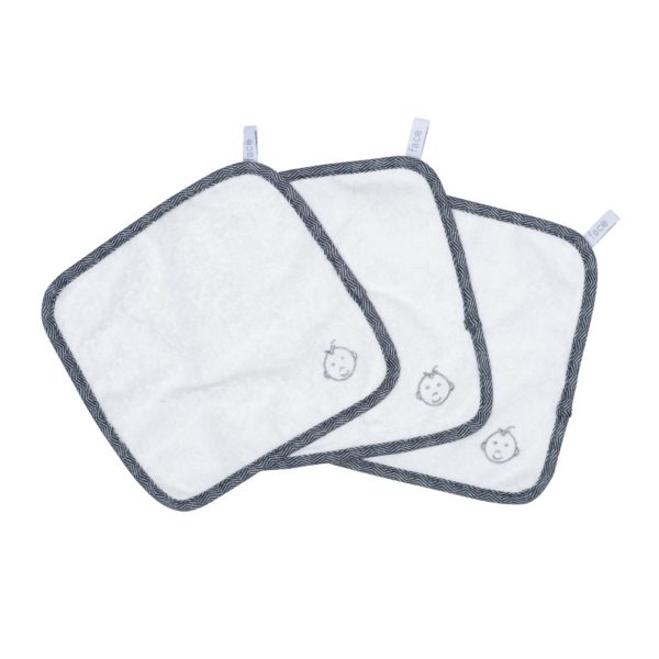 Juddlies Bamboo Washcloths 3pk - White/Lake Blue JL532