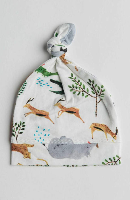 Loulou Lollipop Top Knot Beanie - Safari Jungle 0-6M