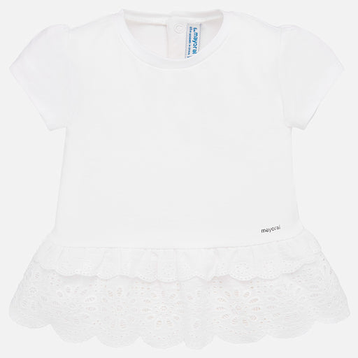 Mayoral Short Sleeved Perforated Shirt Blanco 1062