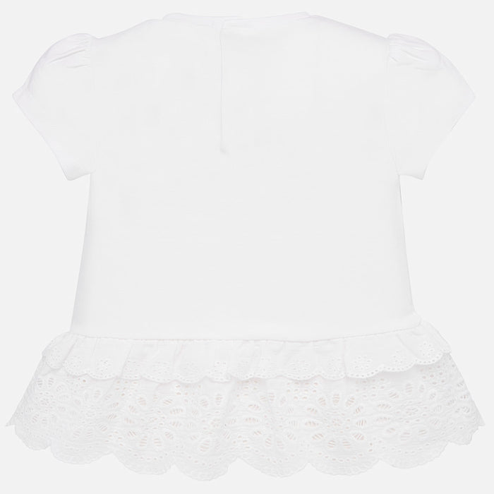 Mayoral Short Sleeved Perforated Shirt Blanco 1062