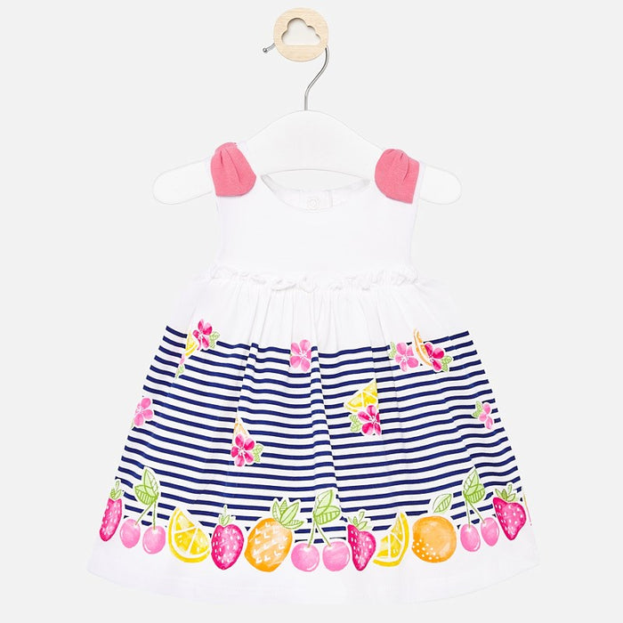 Mayoral Striped dress with fruit design Printed Dress Azul