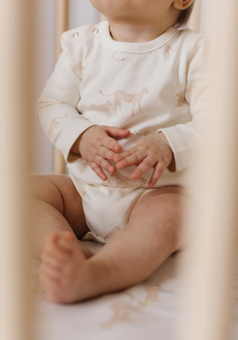 Pehr Shoulder Snap One-Piece Long Sleeve Bodysuit - Cheetah