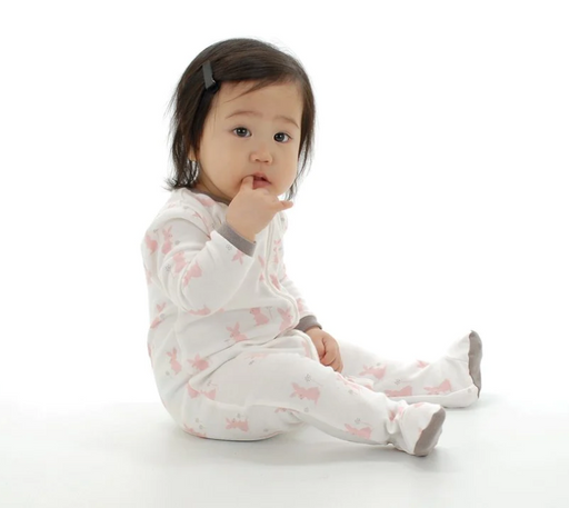 Silkberry Baby Sweet Nature Organic Cotton Footed Sleeper - Blush bunny