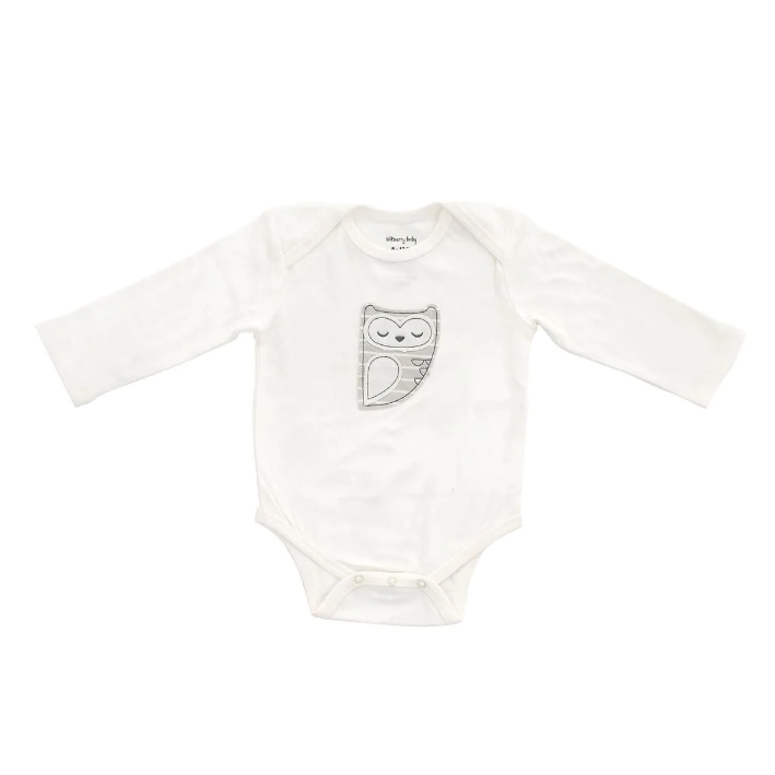 Silkberry Baby Organic Cotton Onesie Lap Shoulder - Snowy Owl