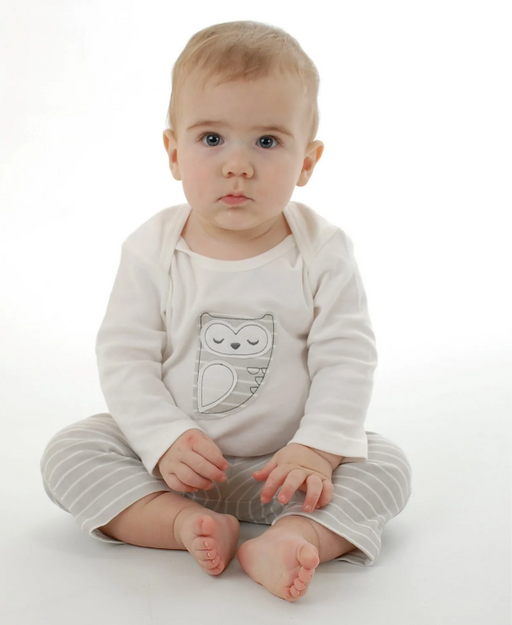 Silkberry Baby Organic Cotton Onesie Lap Shoulder - Snowy Owl