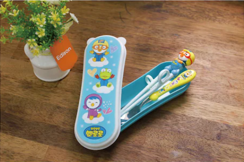 Edison Friends Chopsticks Easy Spoon Case Set - Pororo