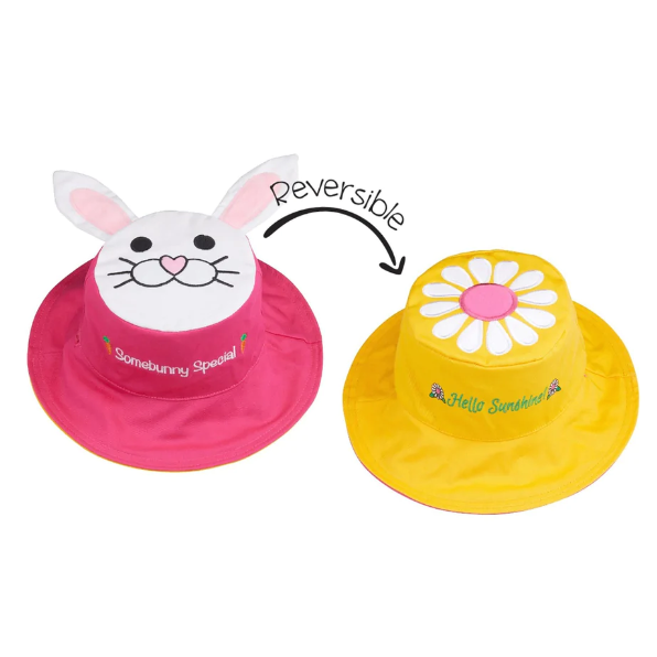 Flapjack Kids Reversible Sun Hat - Bunny/Daisy