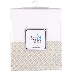 Ben & Noa Percale Crib Skirt - Linen Mini Print (BN757-201)