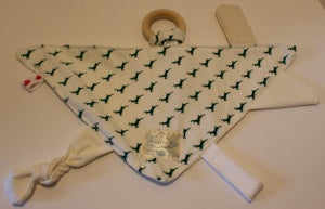 CosyCare Soft Soother & Maple Wooden Teething Ring Green Deer