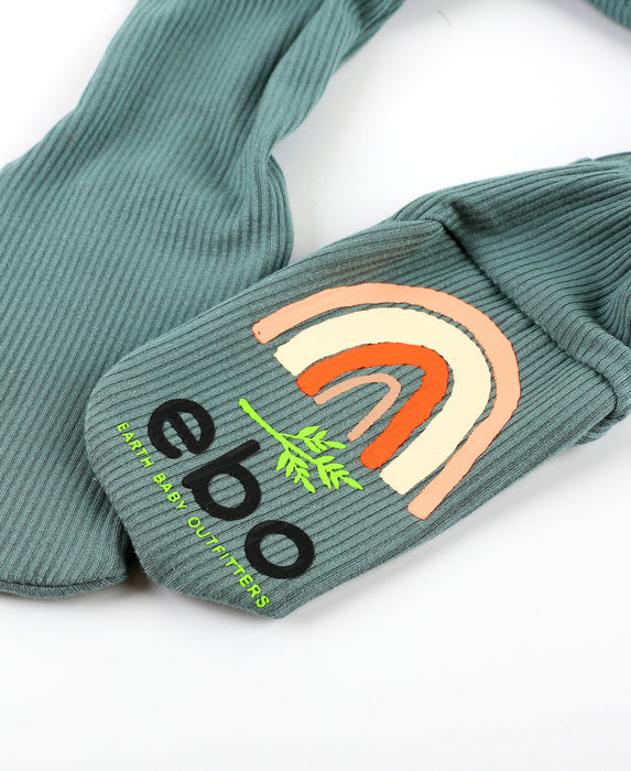 Earth Baby Bamboo Ribbed Footie - Spruce